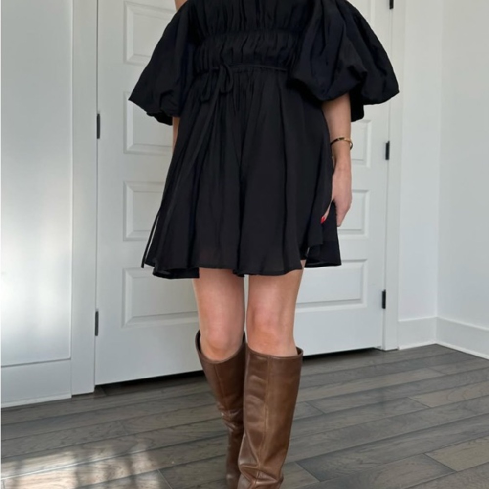 Pretty Neutral Black Puff Sleeve Sundress